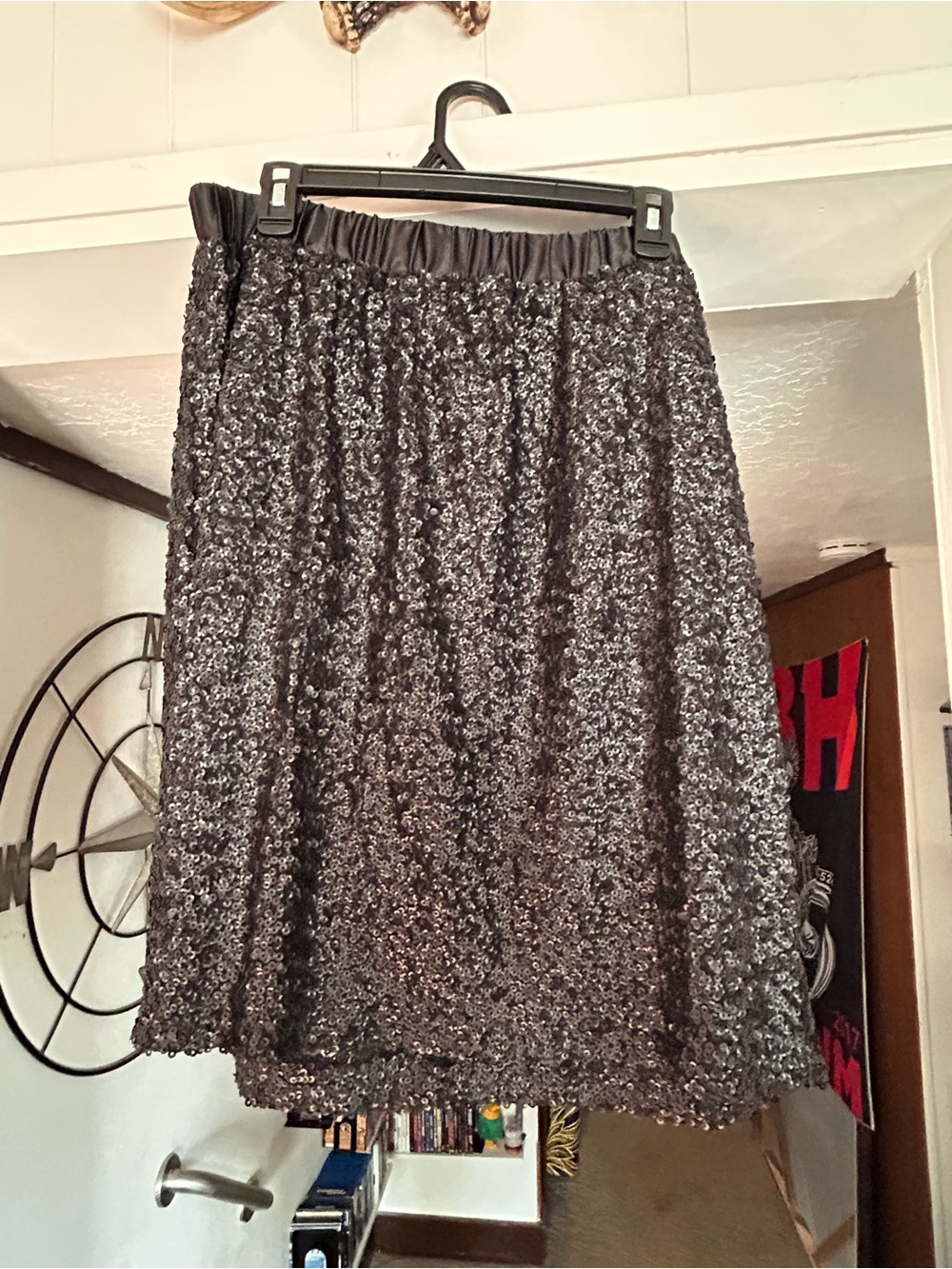 Lane Bryant Black Sequin Midi Skirt